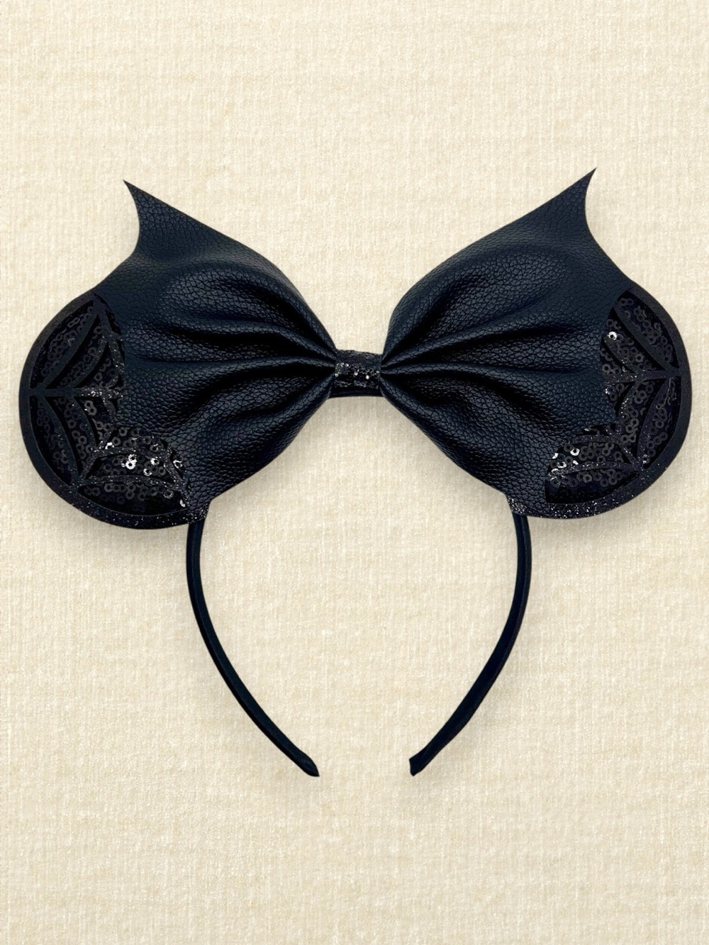 Black Cobweb Bat Wing Minnie Ears | Disney-Inspired Halloween Mouse Ears